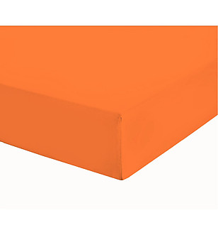 Памучен оранжев чаршаф с ластик 90х200 см снимка