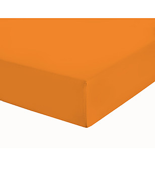 Памучен оранжев чаршаф с ластик 200х200 см снимка