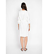 Бяла асиметрична рокля с лен-4 снимка