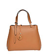 Дамска кожена чанта в цвят коняк Ninetta-2 снимка