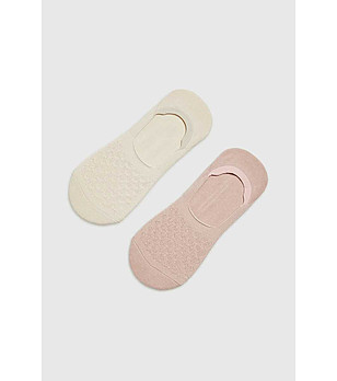 Комплект от 2 чифта дамски чорапи тип терлик в бежово и пудра снимка