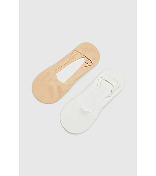 Комплект от 2 чифта дамски чорапи тип терлик в бежово и слонова кост снимка