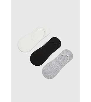 Комплект от 3чифта дамски чорапи тип терлик в бяло, сиво и черно снимка