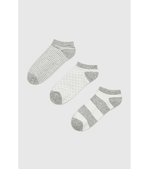 Комплект от 3 чифта дамски чорапи за маратонки в сиво и бяло снимка