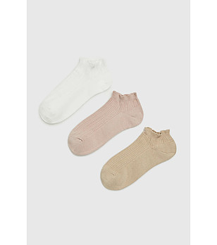Комплект от 3 чифта дамски чорапи в бяло, бежово и пудра снимка