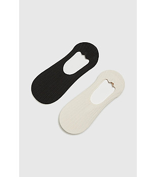 Комплект от 2 чифта дамски чорапи в черно и бяло снимка