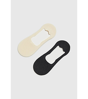 Комплект от 2 чифта дамски чорапи в черно и крем снимка