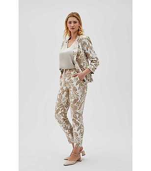 Дамски панталон в цвят слонова кост и бежово снимка