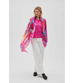 Дамски шал в циклама и синьо снимка