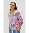 Дамска блуза с принт в розово и светлосиньо-1 снимка