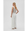 Дамски широк панталон в цвят слонова кост-3 снимка