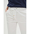 Бял дамски панталон с памук-2 снимка