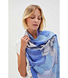 Дамски шал в синьо и бяло-1 снимка