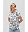Бяла дамска памучна блуза с принт-1 снимка