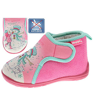 Розови бебешки пантофи с принт снимка