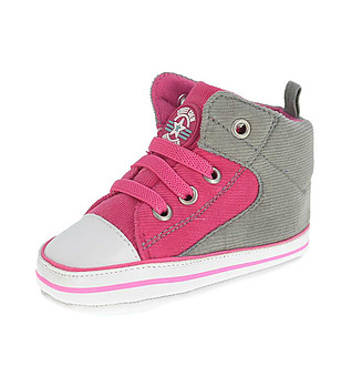 Бебешки обувки в циклама и сиво снимка