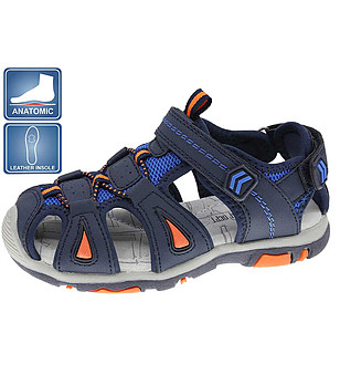 Анатомични тъмносини детски сандали снимка