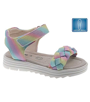 Многоцветни детски сандали с кожена стелка снимка