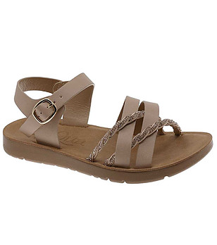 Детски сандали в цвят таупе снимка