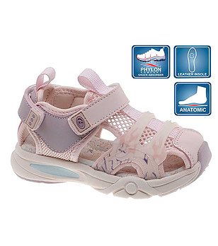 Анатомични детски розови сандали със затворена пета и пръсти снимка