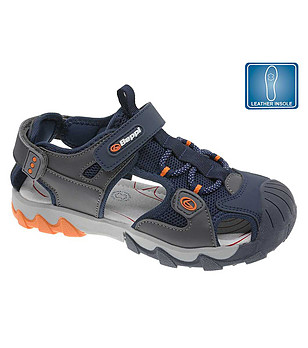 Сини детски сандали със стелка от естествена кожа 31-36 номер снимка