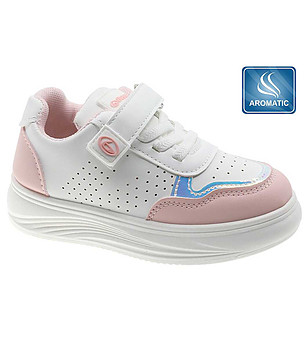 Бели бебешки обувки в бяло и розово размер 25-30 снимка