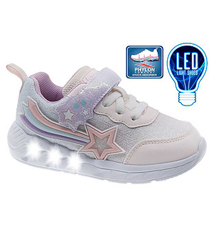 Детски маратонки в розово с LED светлини снимка