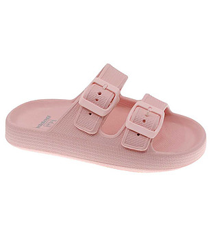 Розови детски гумени чехли с катарами снимка