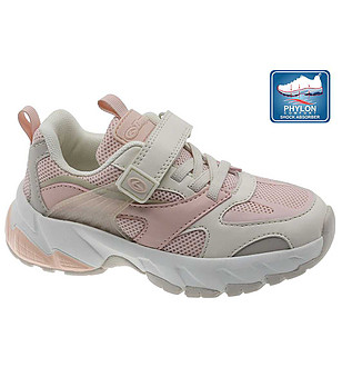 Детски маратонки в цвят слонова кост и розово снимка