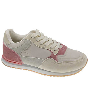 Детски маратонки в бежово, бяло и розово снимка