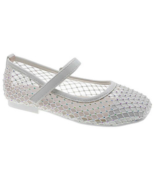 Детски мрежести балеринки в бяло снимка