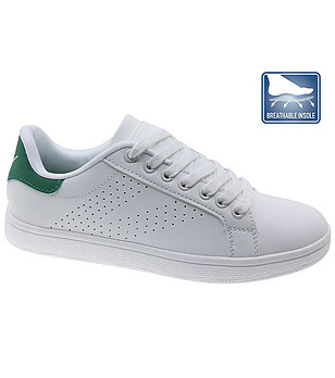 Юношески сникърси в бяло и зелено с връзки снимка