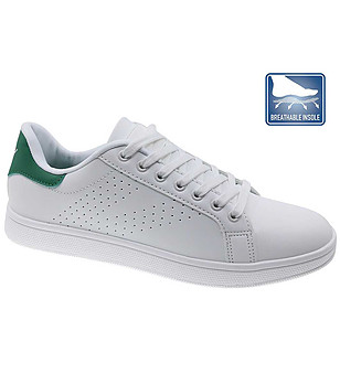 Бели мъжки сникърси със зелен детайл снимка