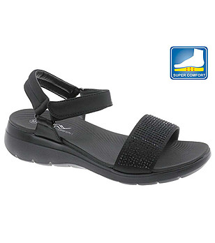 Дамски сандали в черно с блестящи елементи снимка