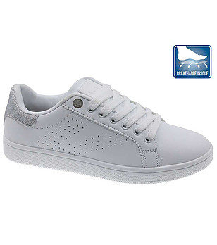 Дамски сникърси в бяло и сребристо снимка