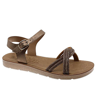 Дамски сандали в бронзов нюанс снимка