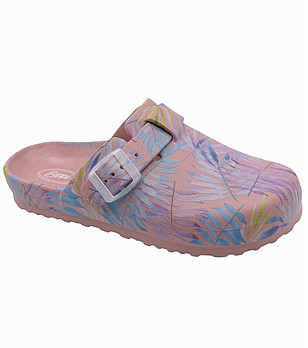 Дамски чехли в розово с принт снимка