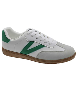 Юношески кецове в бяло, сиво и зелено с връзки снимка