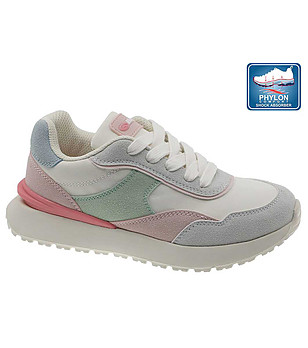 Детски маратонки в сиво, розово, зелено с лека подметка снимка