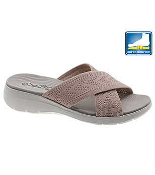 Дамски чехли с розови кръстосани ленти снимка