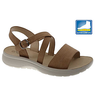 Дамски сандали в цвят камел снимка