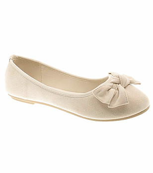Бежови дамски балеринки с панделка снимка