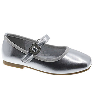 Детски сребристи балеринки снимка