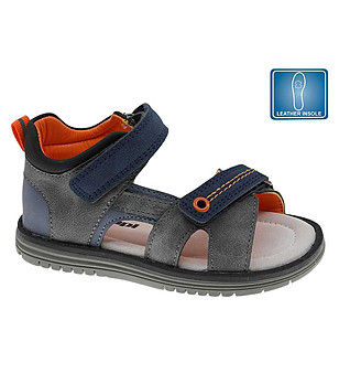 Детски сандали в сиво и тъмносиньо снимка