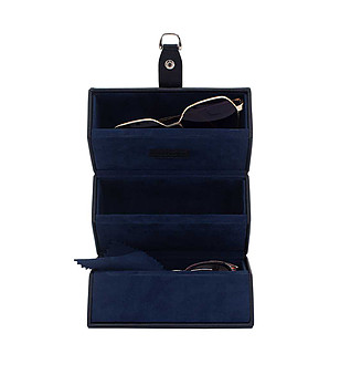 Черен калъф за очила с тъмносиня вътрешна част снимка