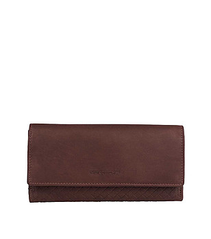 Кафяв голям дамски портфейл от естествена кожа с RFID защита снимка