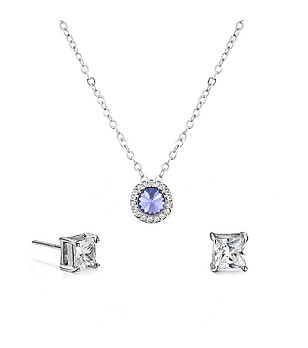 Позлатен комплект от колие и обеци Firenze с кристали Swarovski  снимка