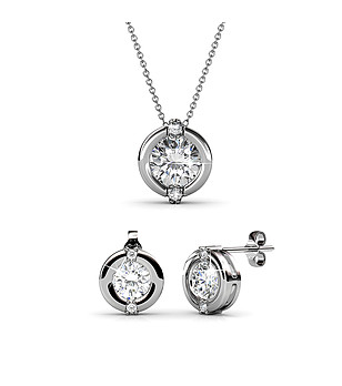 Сребрист комплект от колие и обеци Elegance снимка