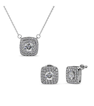 Комплект бижута с покритие от бяло злато SIRENA снимка