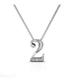 Позлатено дамско колие с цифрата 2 с кристали Swarovski снимка